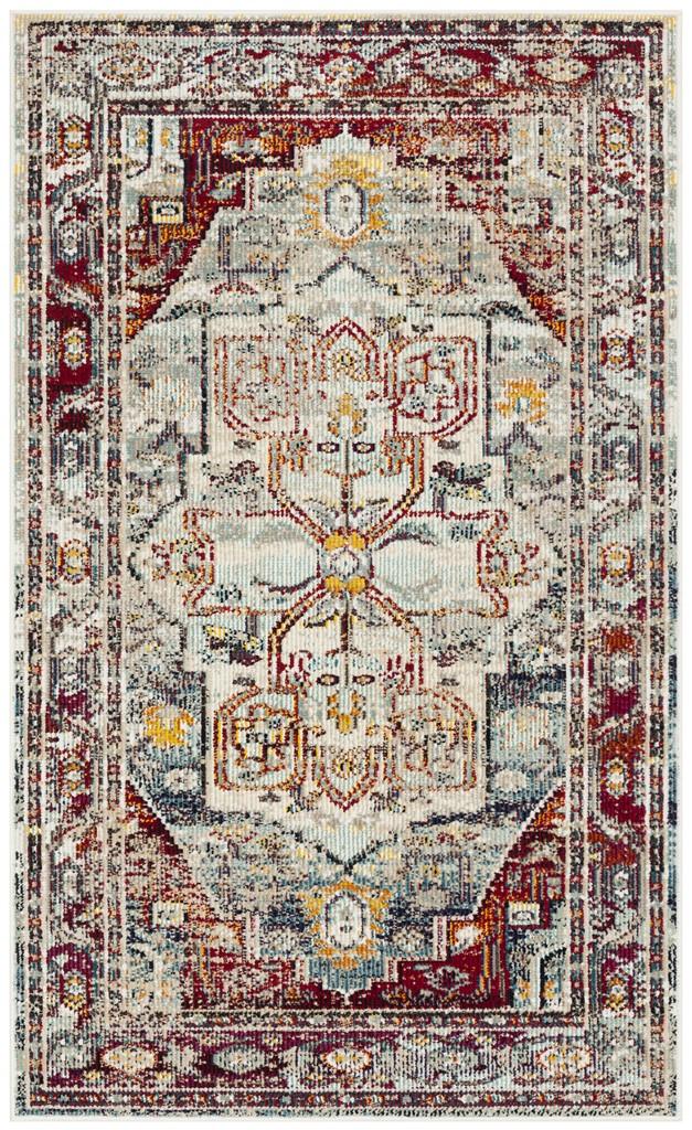 Safavieh Crystal Power Loomed Latex Backing Rugs In Light Blue / Red