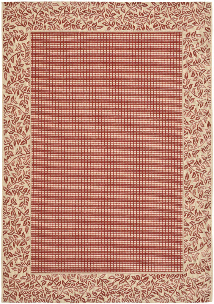 Safavieh Courtyard Power Loomed Latex Backing Rugs In Red / Natural