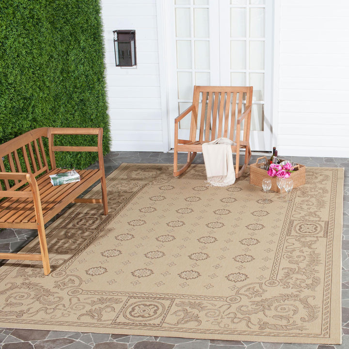 Safavieh Courtyard Power Loomed Latex Backing Rugs In Natural / Brown