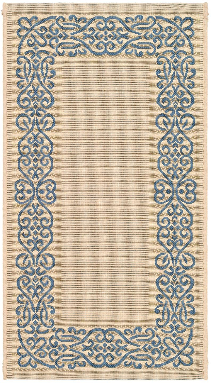 Safavieh Courtyard Power Loomed Latex Backing Rugs In Natural / Blue