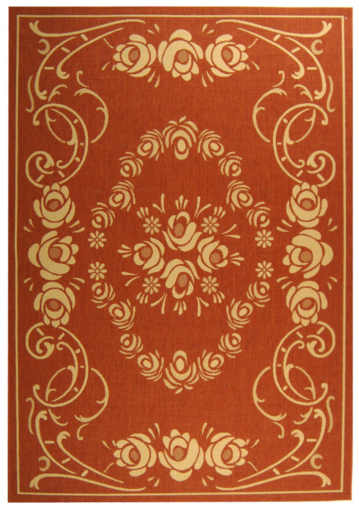 Safavieh Courtyard Power Loomed Latex Backing Rugs In Terracotta / Natural