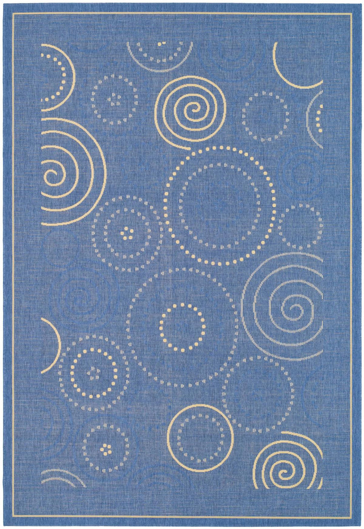 Safavieh Courtyard Power Loomed Latex Backing Rugs In Blue / Natural