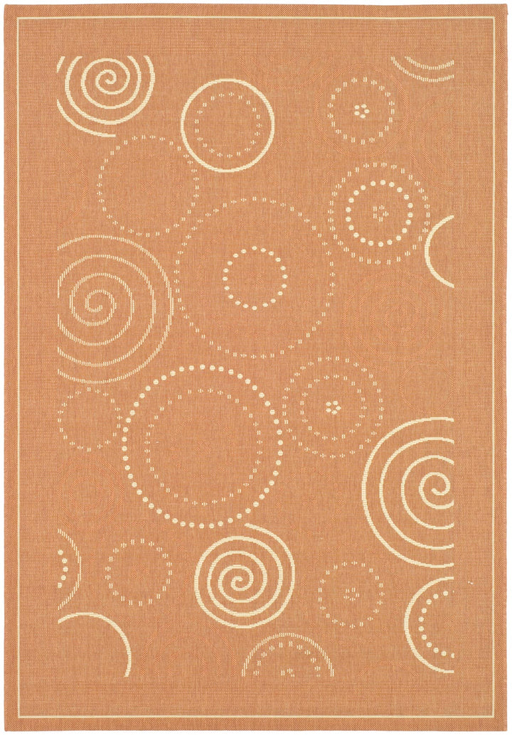 Safavieh Courtyard Power Loomed Latex Backing Rugs In Terracotta / Natural