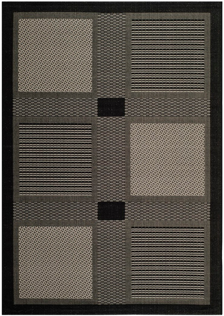 Safavieh Courtyard Power Loomed Latex Backing Rugs In Black / Sand