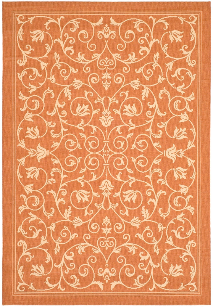 Safavieh Courtyard Power Loomed Latex Backing Rugs In Terracotta / Natural