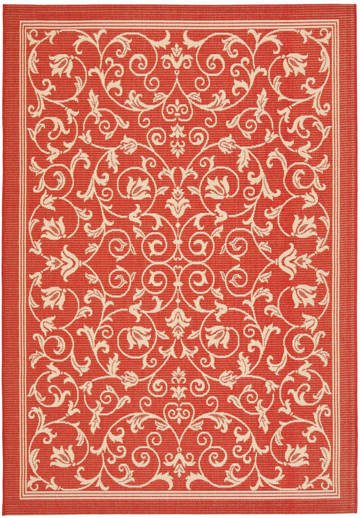 Safavieh Courtyard Power Loomed Latex Backing Rugs In Red / Natural