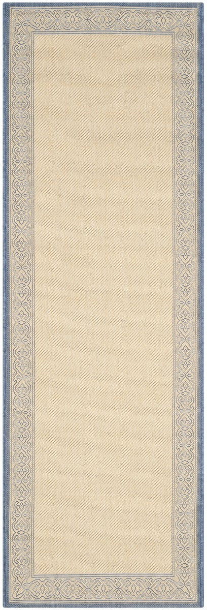 Safavieh Courtyard Power Loomed Latex Backing Rugs In Natural / Blue