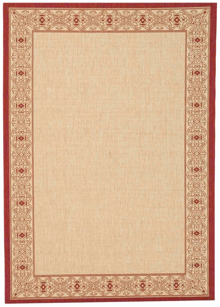 Safavieh Courtyard Power Loomed Latex Backing Rugs In Natural / Red