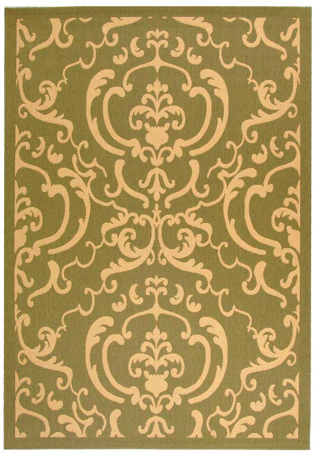 Safavieh Courtyard Power Loomed Latex Backing Rugs In Olive / Natural