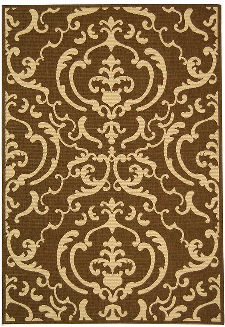 Safavieh Courtyard Power Loomed Latex Backing Rugs In Chocolate / Natural