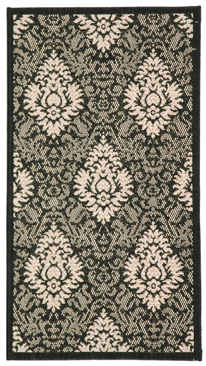 Safavieh Courtyard Power Loomed Latex Backing Rugs In Black / Sand