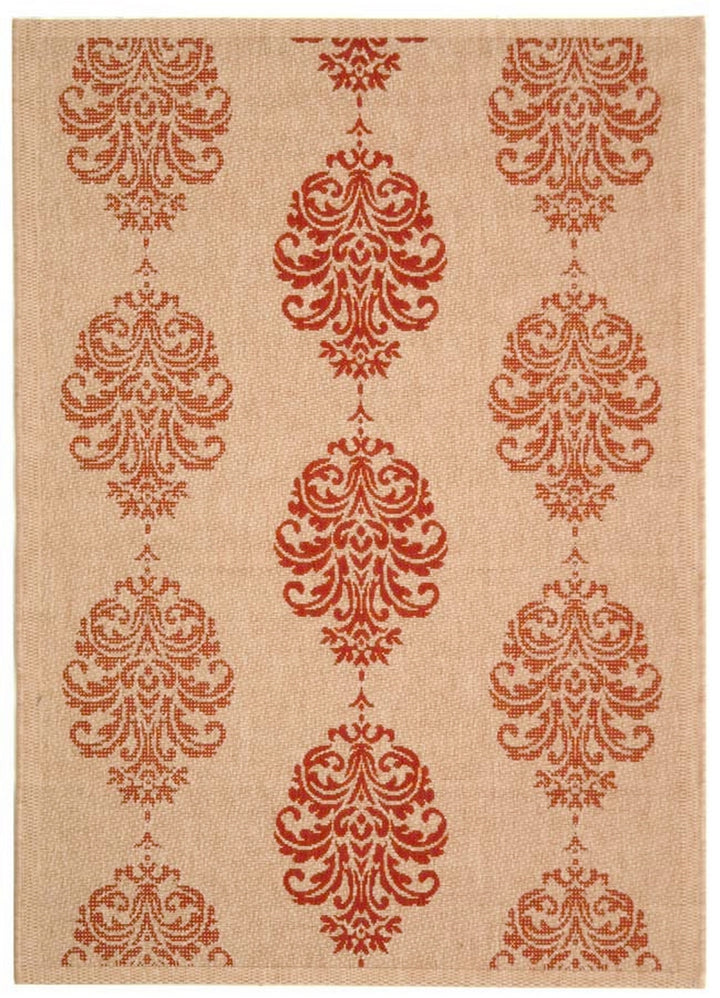 Safavieh Courtyard Power Loomed Latex Backing Rugs In Natural / Red