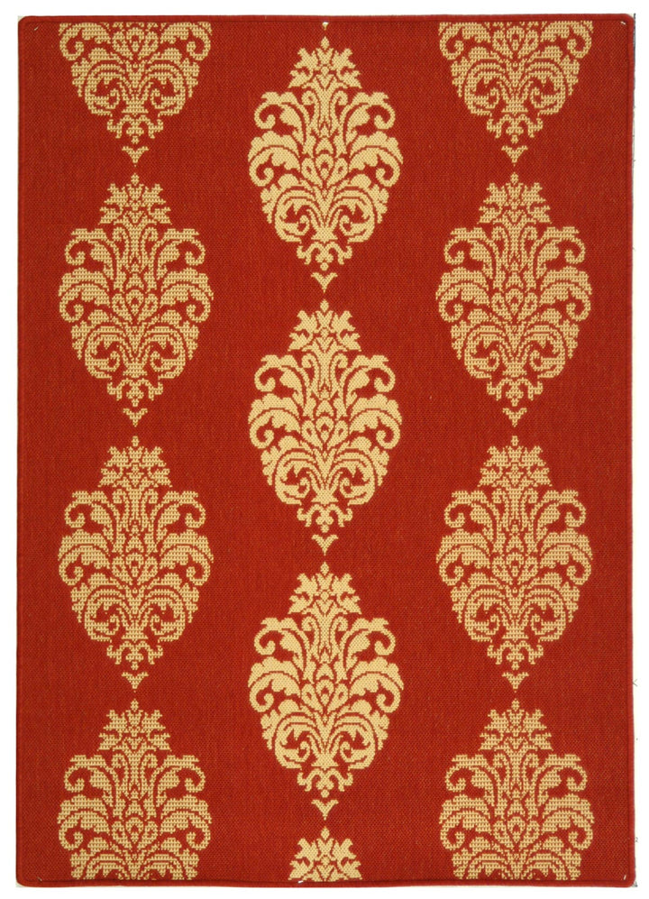 Safavieh Courtyard Power Loomed Latex Backing Rugs In Red / Natural