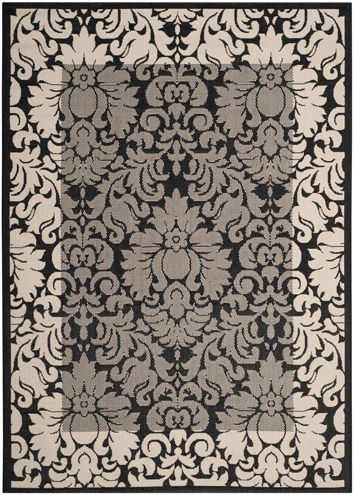 Safavieh Courtyard Power Loomed Latex Backing Rugs In Black / Sand