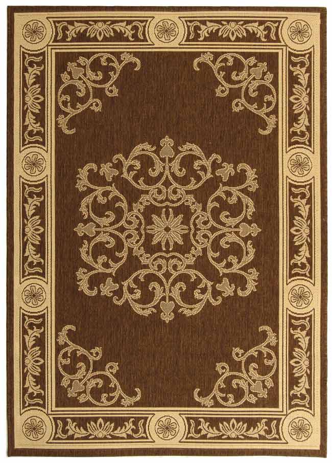 Safavieh Courtyard Power Loomed Latex Backing Rugs In Chocolate / Natural