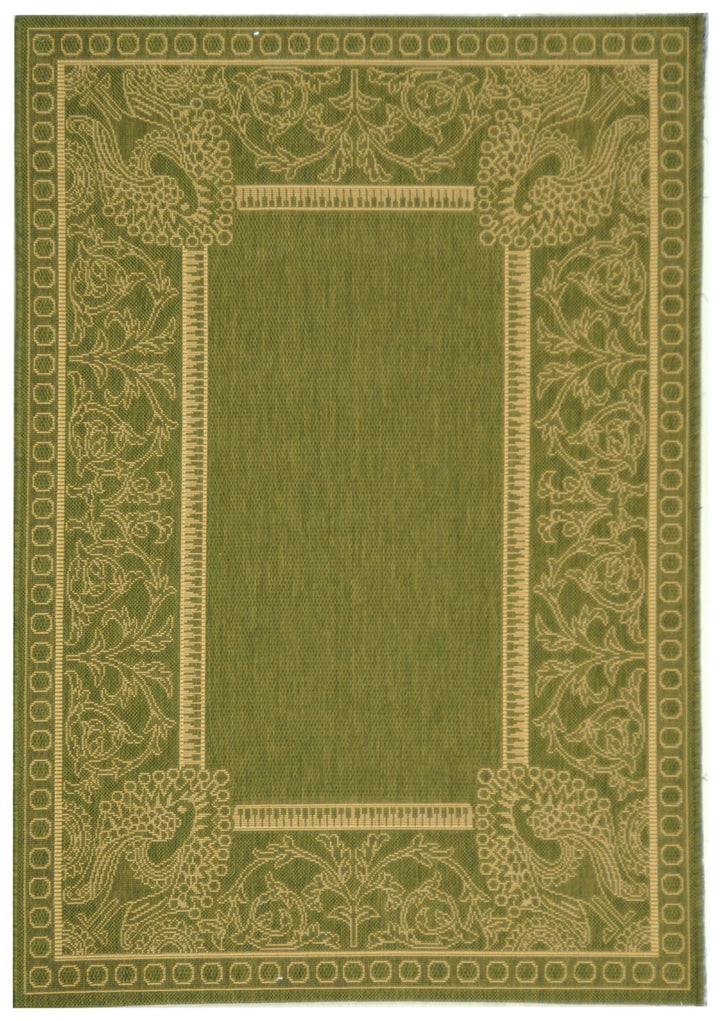 Safavieh Courtyard Power Loomed Latex Backing Rugs In Olive / Natural