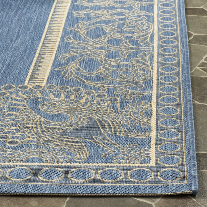 Safavieh Courtyard Power Loomed Latex Backing Rugs In Blue / Natural