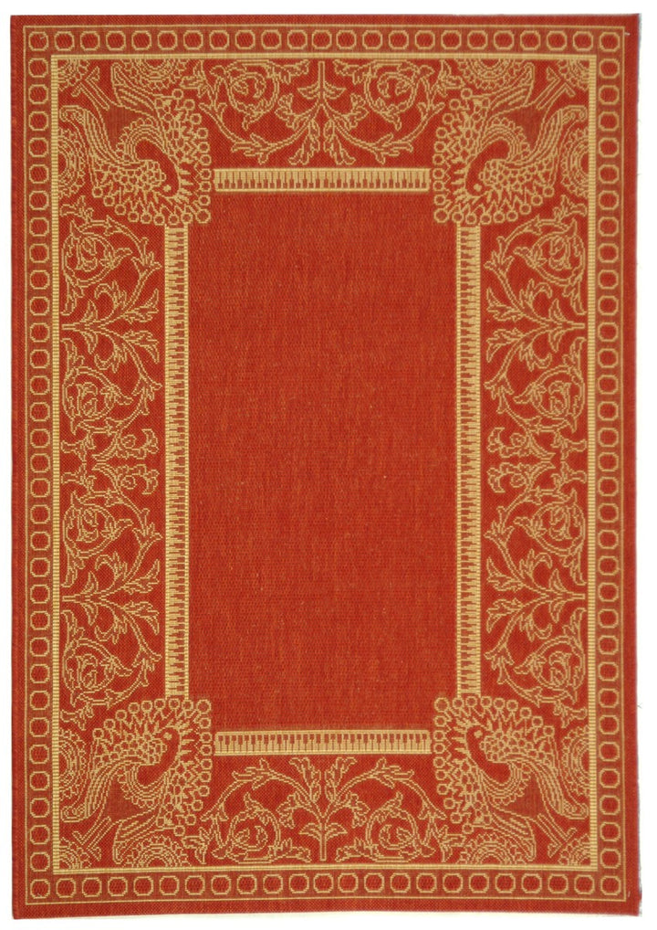 Safavieh Courtyard Power Loomed Latex Backing Rugs In Red / Natural