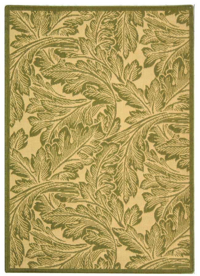 Safavieh Courtyard Power Loomed Latex Backing Rugs In Natural / Olive
