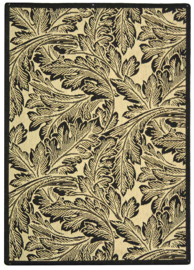 Safavieh Courtyard Power Loomed Latex Backing Rugs In Sand / Black