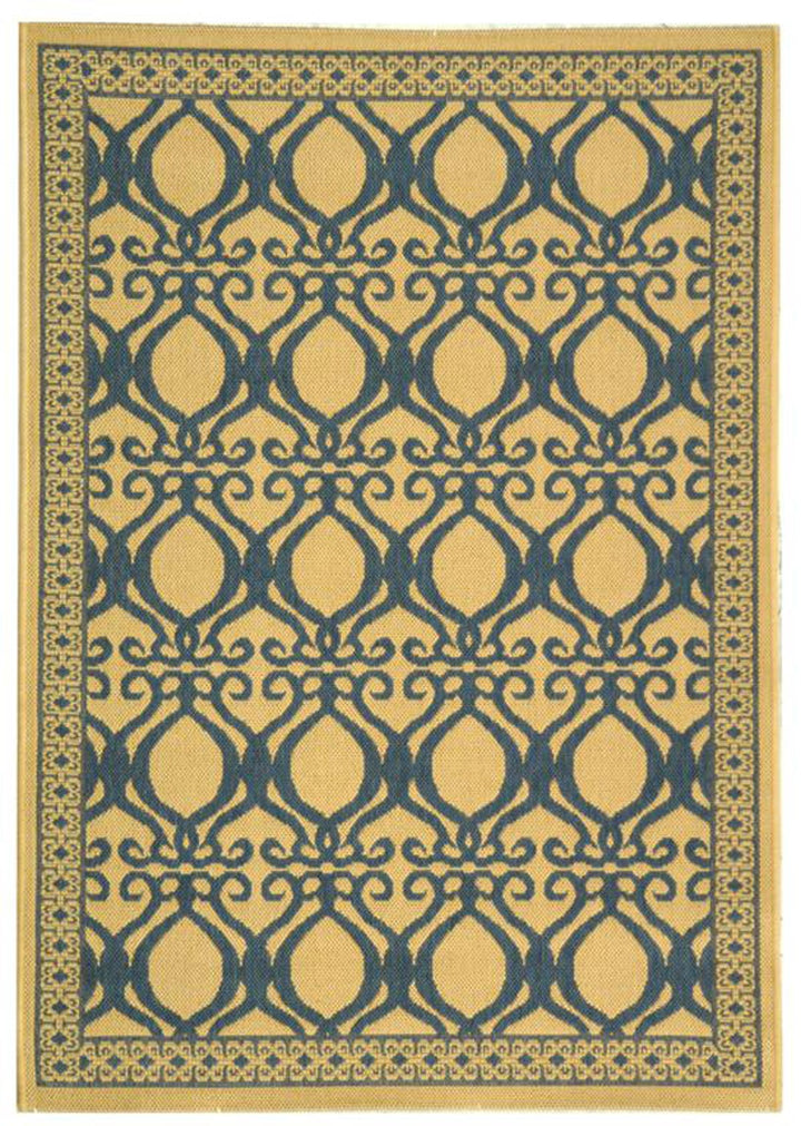 Safavieh Courtyard Power Loomed Latex Backing Rugs In Natural / Blue