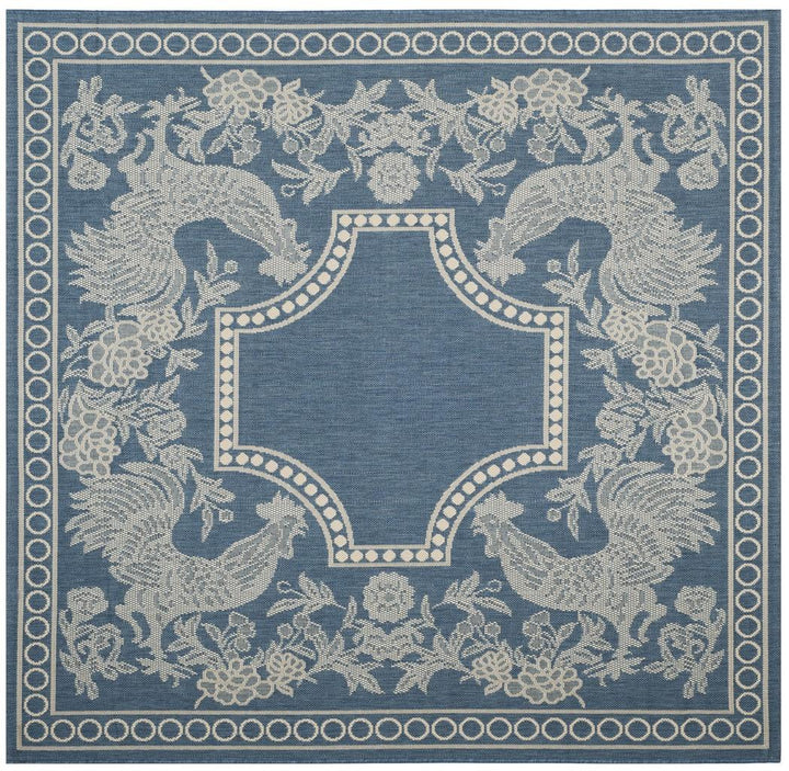 Safavieh Courtyard Power Loomed Latex Backing Rugs In Blue / Natural