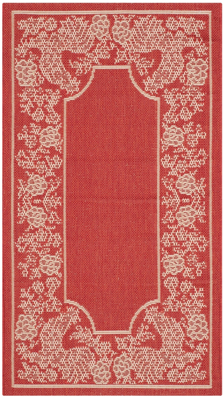 Safavieh Courtyard Power Loomed Latex Backing Rugs In Red / Natural