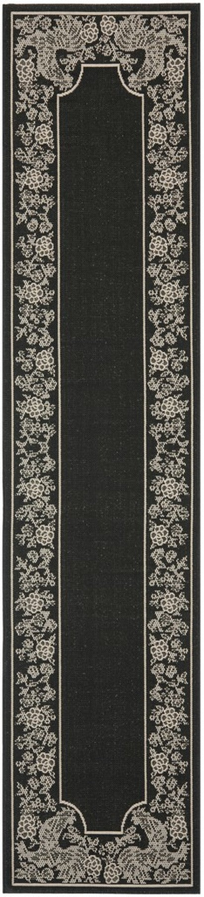 Safavieh Courtyard Power Loomed Latex Backing Rugs In Black / Sand