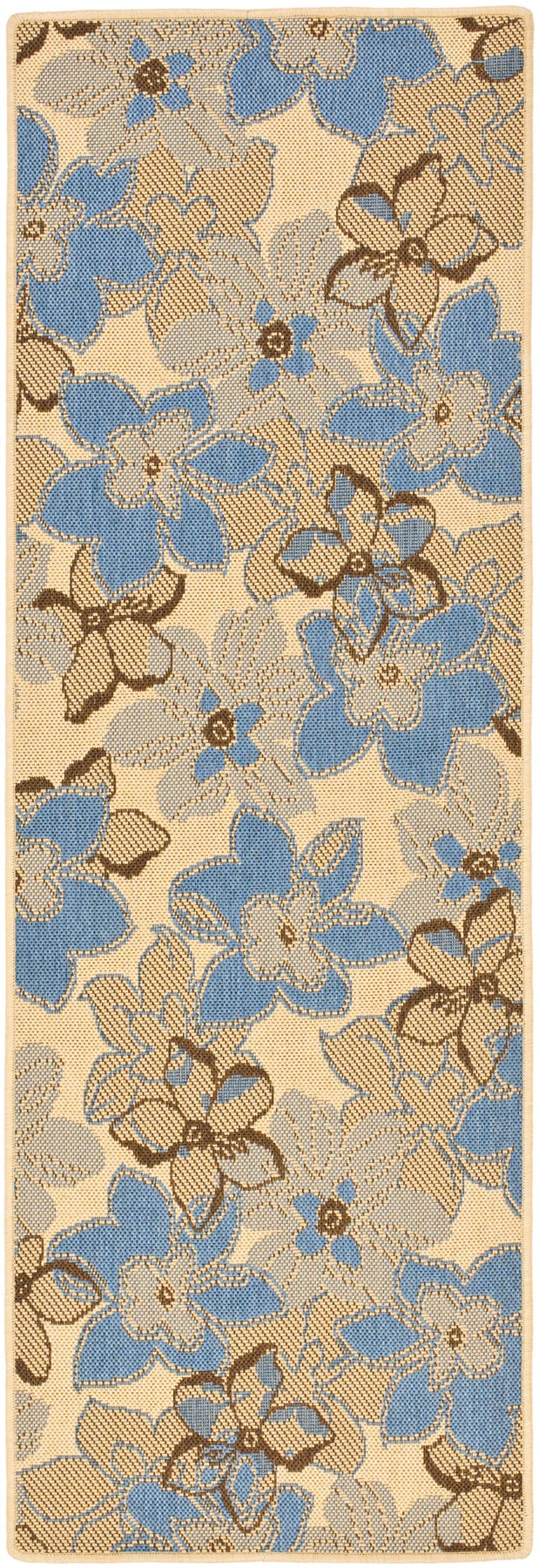 Safavieh Courtyard Power Loomed Latex Backing Rugs In Natural Brown / Blue