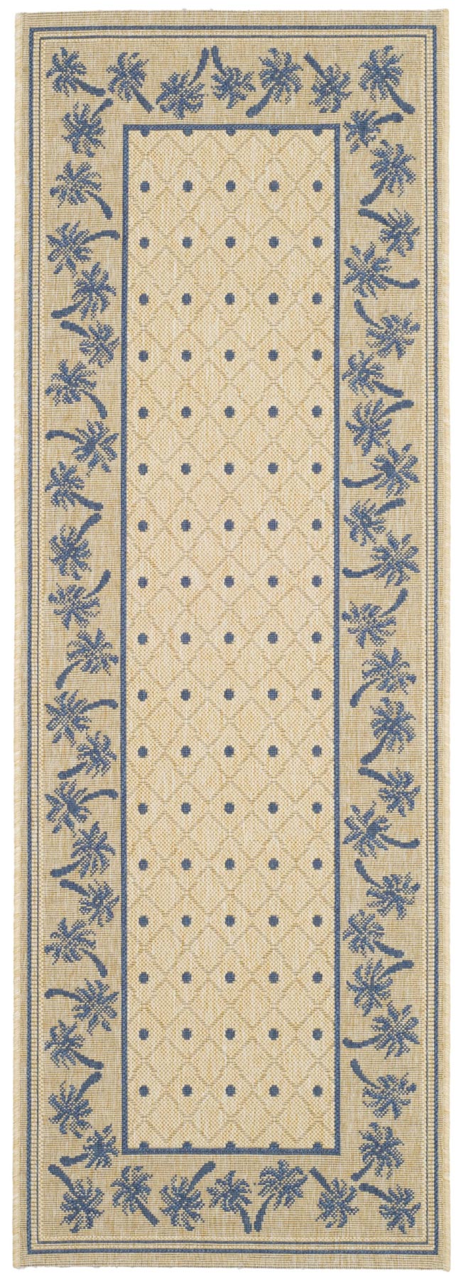 Safavieh Courtyard Power Loomed Latex Backing Rugs In Ivory / Blue
