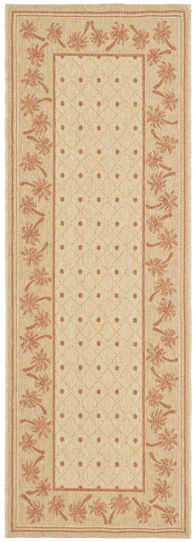 Safavieh Courtyard Power Loomed Latex Backing Rugs In Ivory / Rust