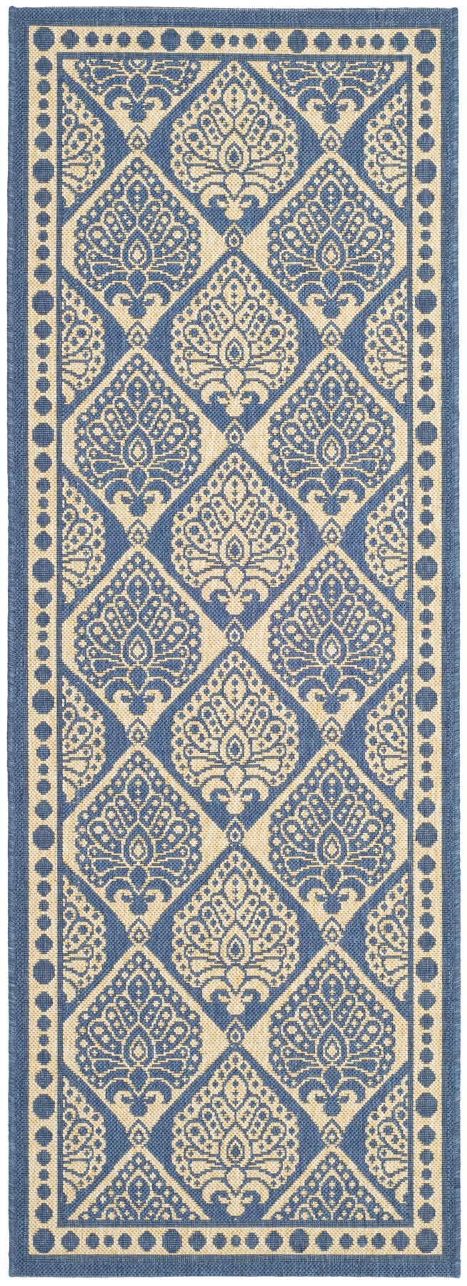 Safavieh Courtyard Power Loomed Latex Backing Rugs In Blue / Ivory