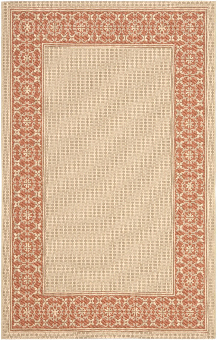 Safavieh Courtyard Power Loomed Latex Backing Rugs In Cream / Terracotta