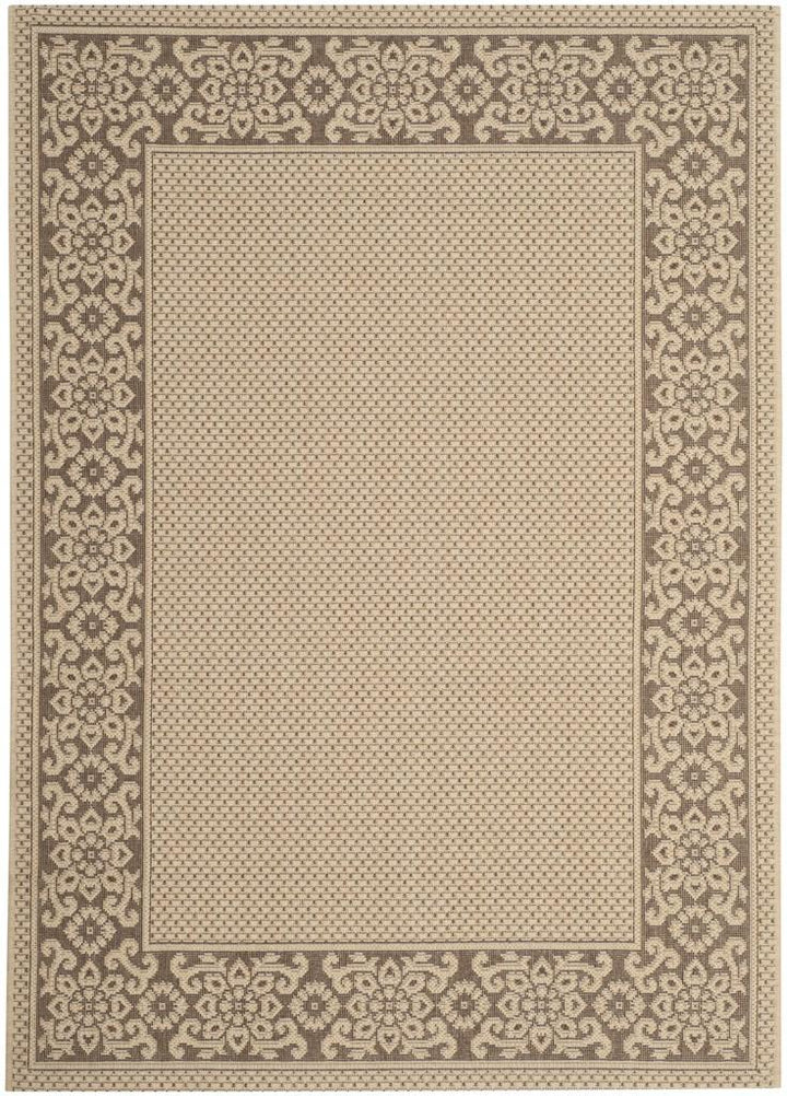 Safavieh Courtyard Power Loomed Latex Backing Rugs In Cream / Light Chocolate