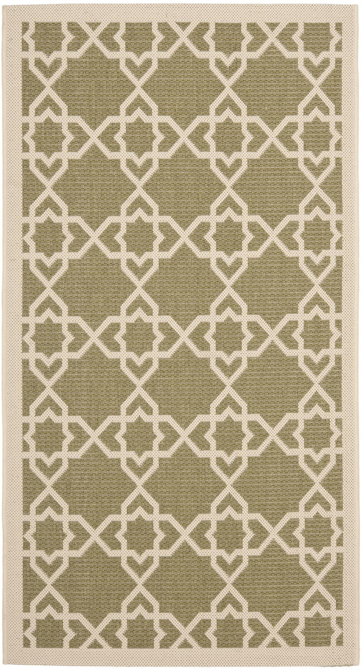 Safavieh Courtyard Power Loomed Latex Backing Rugs In Green / Beige