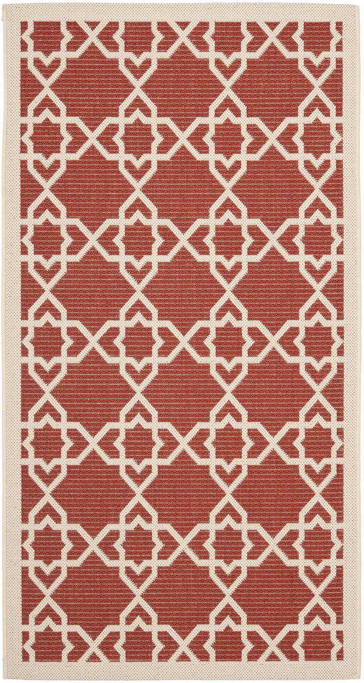 Safavieh Courtyard Power Loomed Latex Backing Rugs In Red / Beige