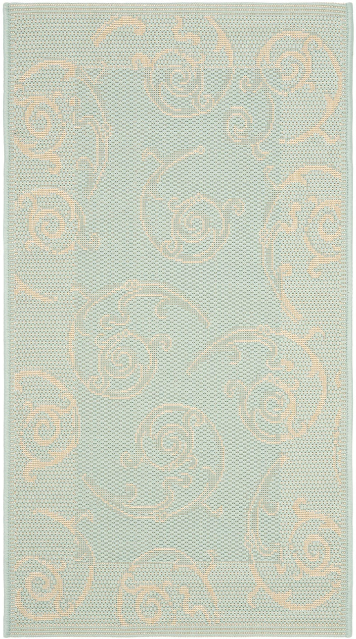 Safavieh Courtyard Power Loomed Latex Backing Rugs In Aqua / Cream