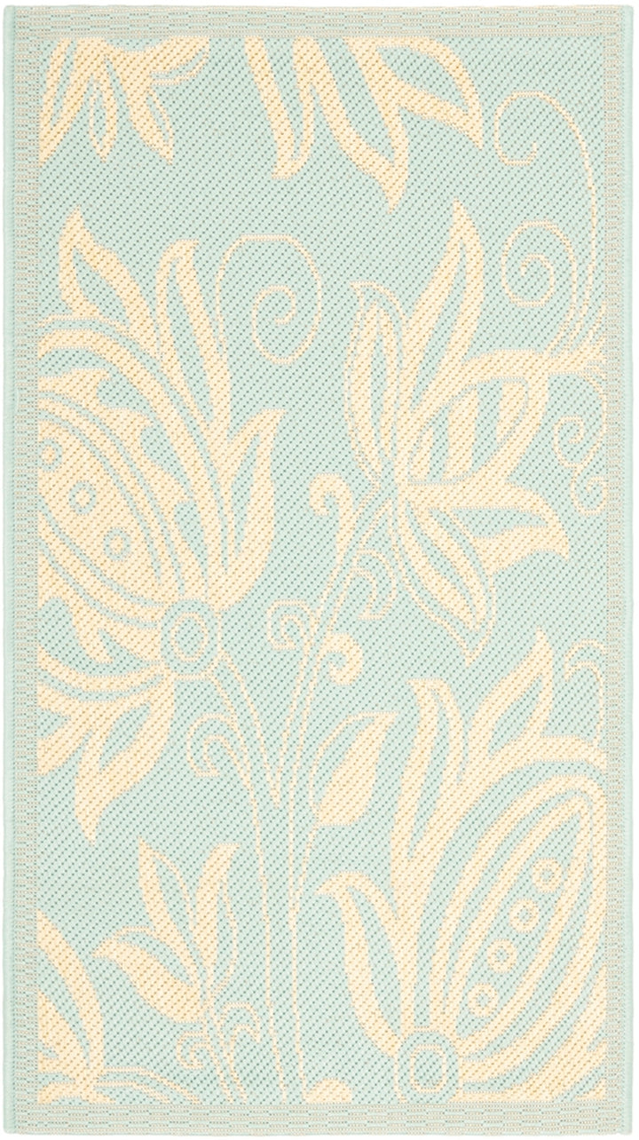 Safavieh Courtyard Power Loomed Latex Backing Rugs In Aqua / Cream