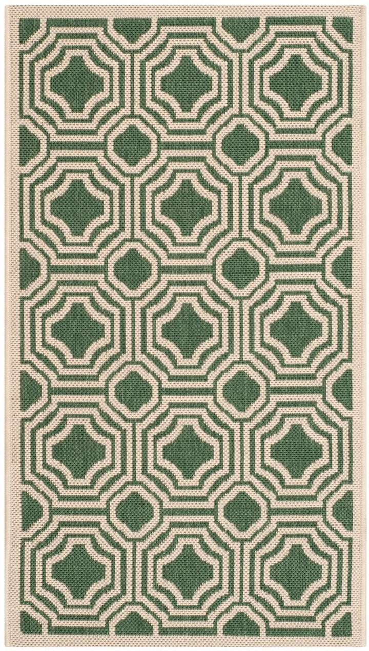 Safavieh Courtyard Power Loomed Latex Backing Rugs In Dark Green / Beige