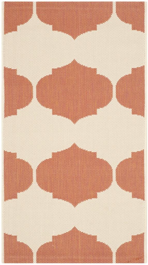 Safavieh Courtyard Power Loomed Latex Backing Rugs In Beige / Terracotta