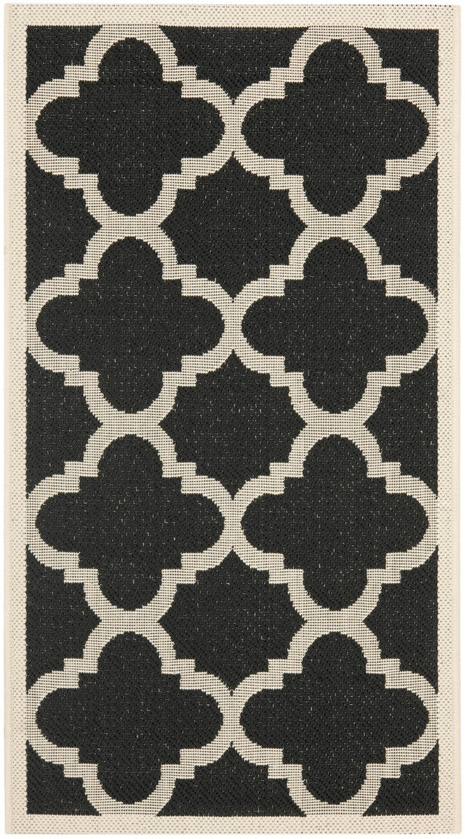 Safavieh Courtyard Power Loomed Latex Backing Rugs In Black / Beige