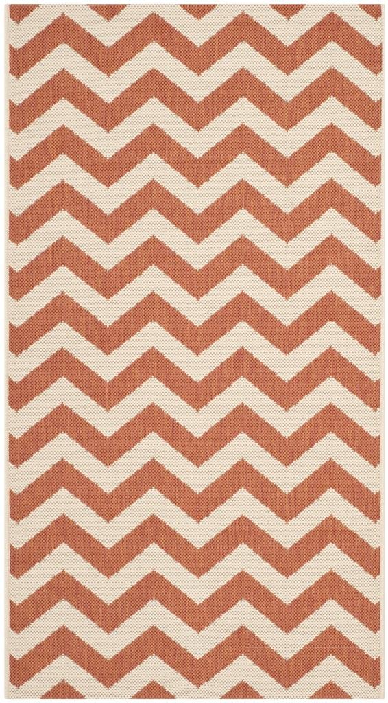 Safavieh Courtyard Power Loomed Latex Backing Rugs In Terracotta / Beige