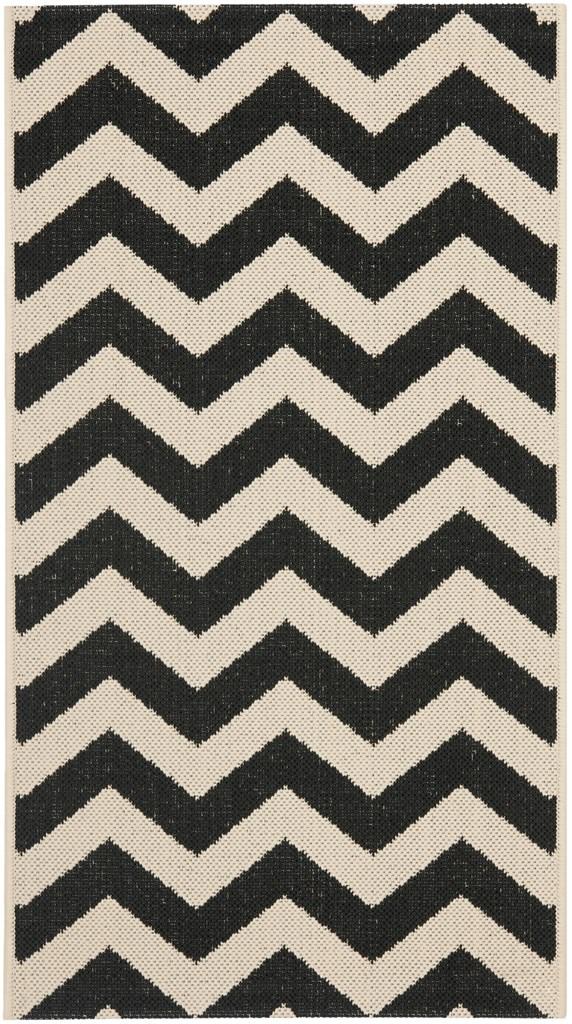 Safavieh Courtyard Power Loomed Latex Backing Rugs In Black / Beige