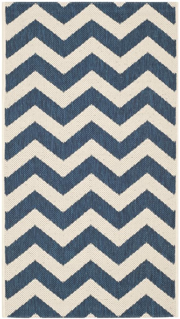 Safavieh Courtyard Power Loomed Latex Backing Rugs In Navy / Beige