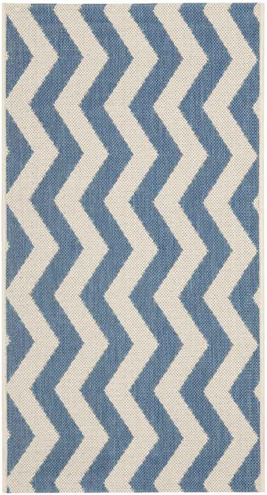 Safavieh Courtyard Power Loomed Latex Backing Rugs In Blue / Beige