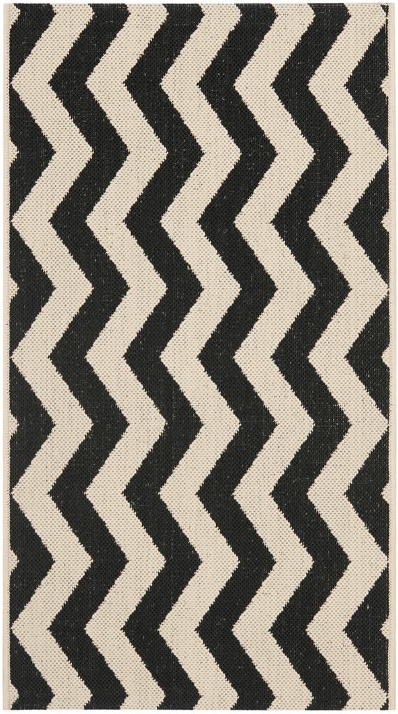 Safavieh Courtyard Power Loomed Latex Backing Rugs In Black / Beige