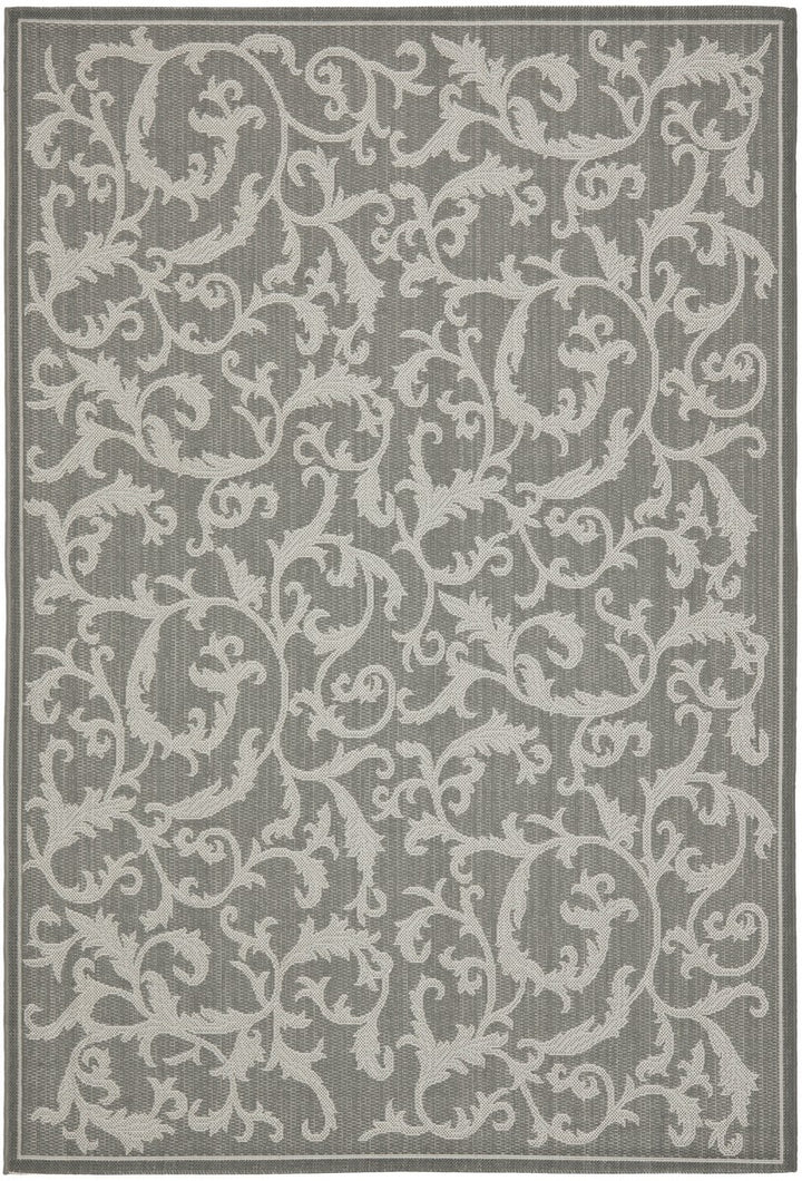 Safavieh Courtyard Power Loomed Latex Backing Rugs In Anthracite / Light Grey