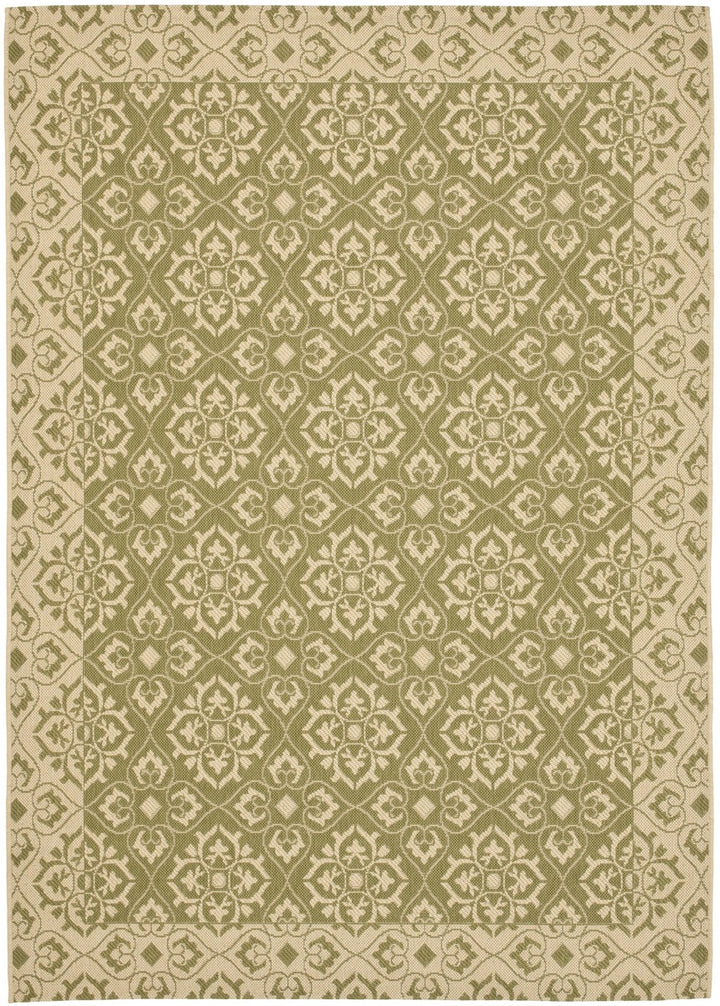 Safavieh Courtyard Power Loomed Latex Backing Rugs In Green / Creme