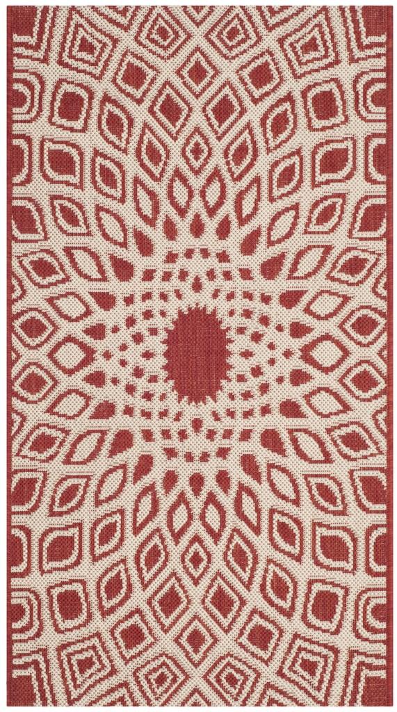 Safavieh Courtyard Power Loomed Latex Backing Rugs In Red / Beige