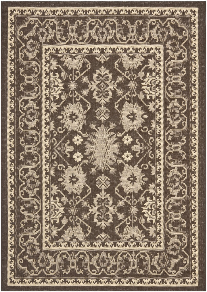 Safavieh Courtyard Power Loomed Latex Backing Rugs In Chocolate / Cream